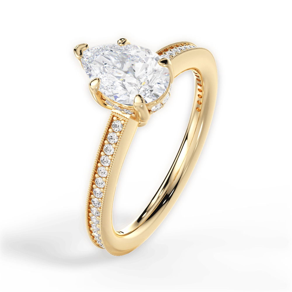 Janet Pear Cut Lab Grown Diamond 18Kt Yellow Gold Engagement Ring - View 4