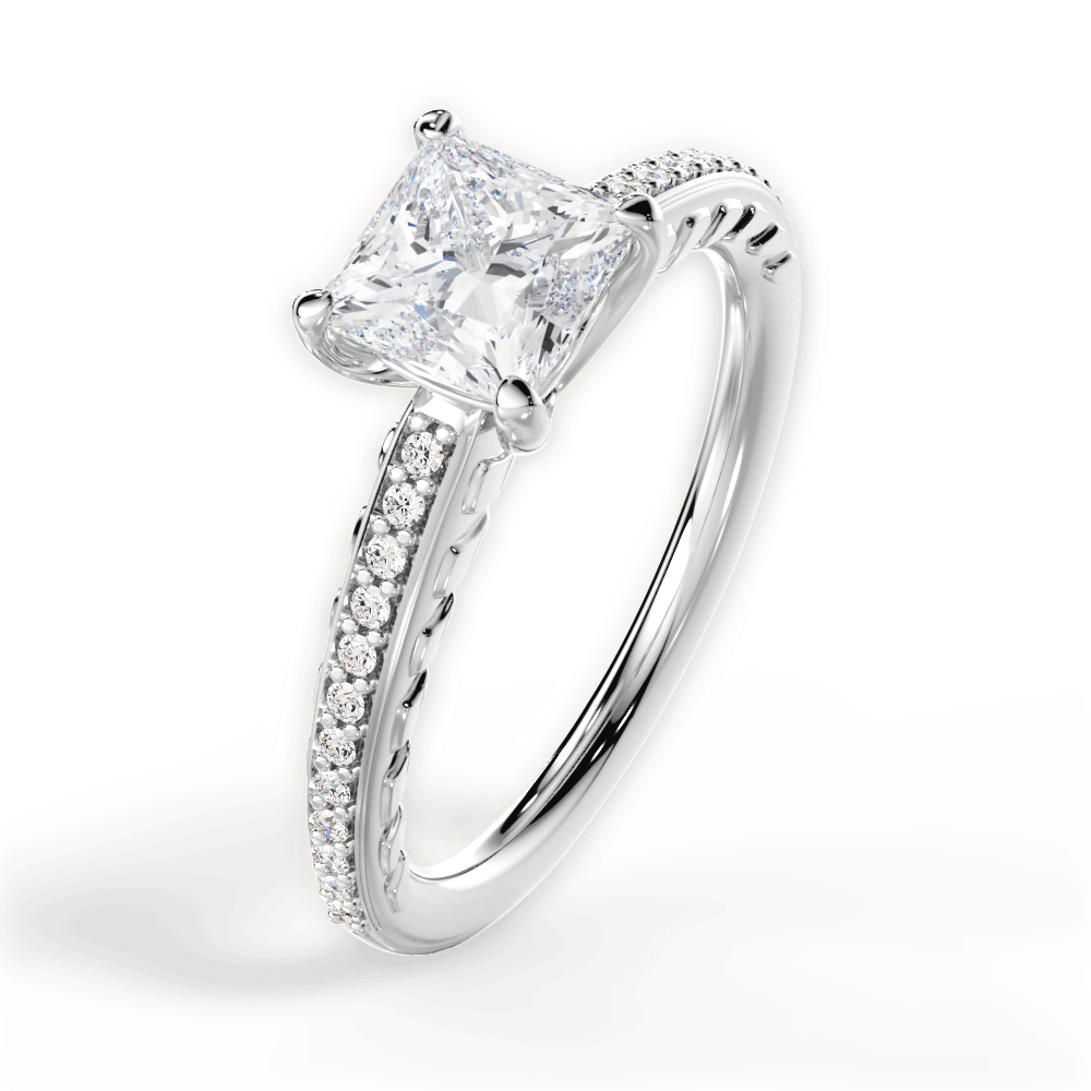 Caroline Princess Cut Lab Grown Diamond Platinum Engagement Ring - View 4
