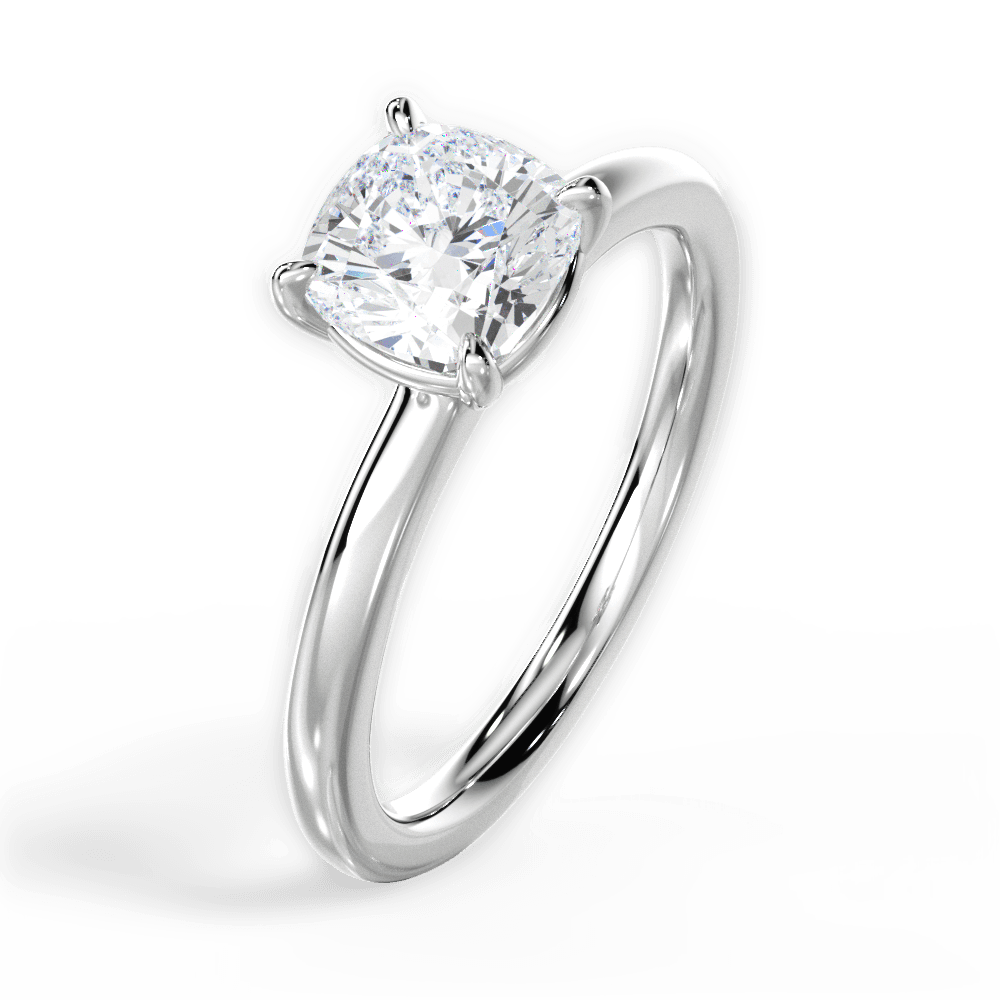 Angela Cushion Cut Lab Grown Diamond 18Kt White Gold Engagement Ring - View 4