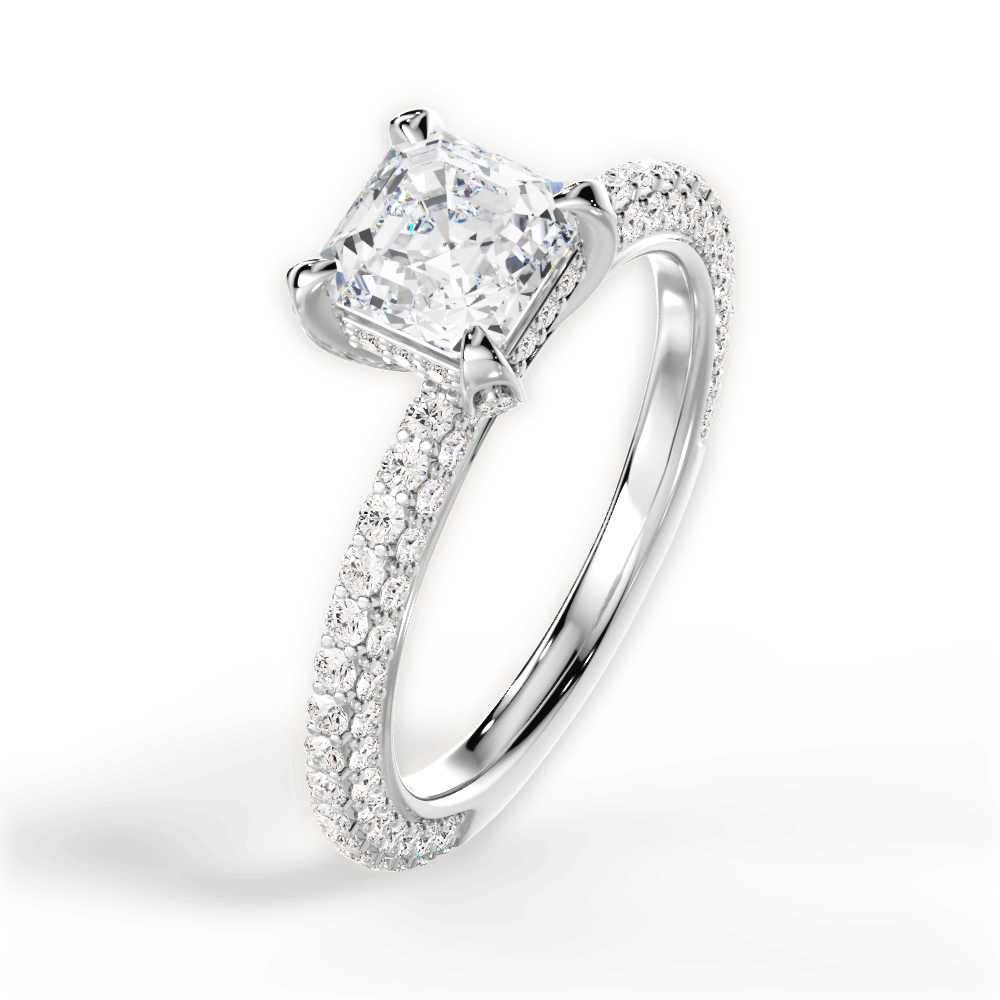Madeline Asscher Cut Lab Grown Diamond 14Kt White Gold Engagement Ring - View 3