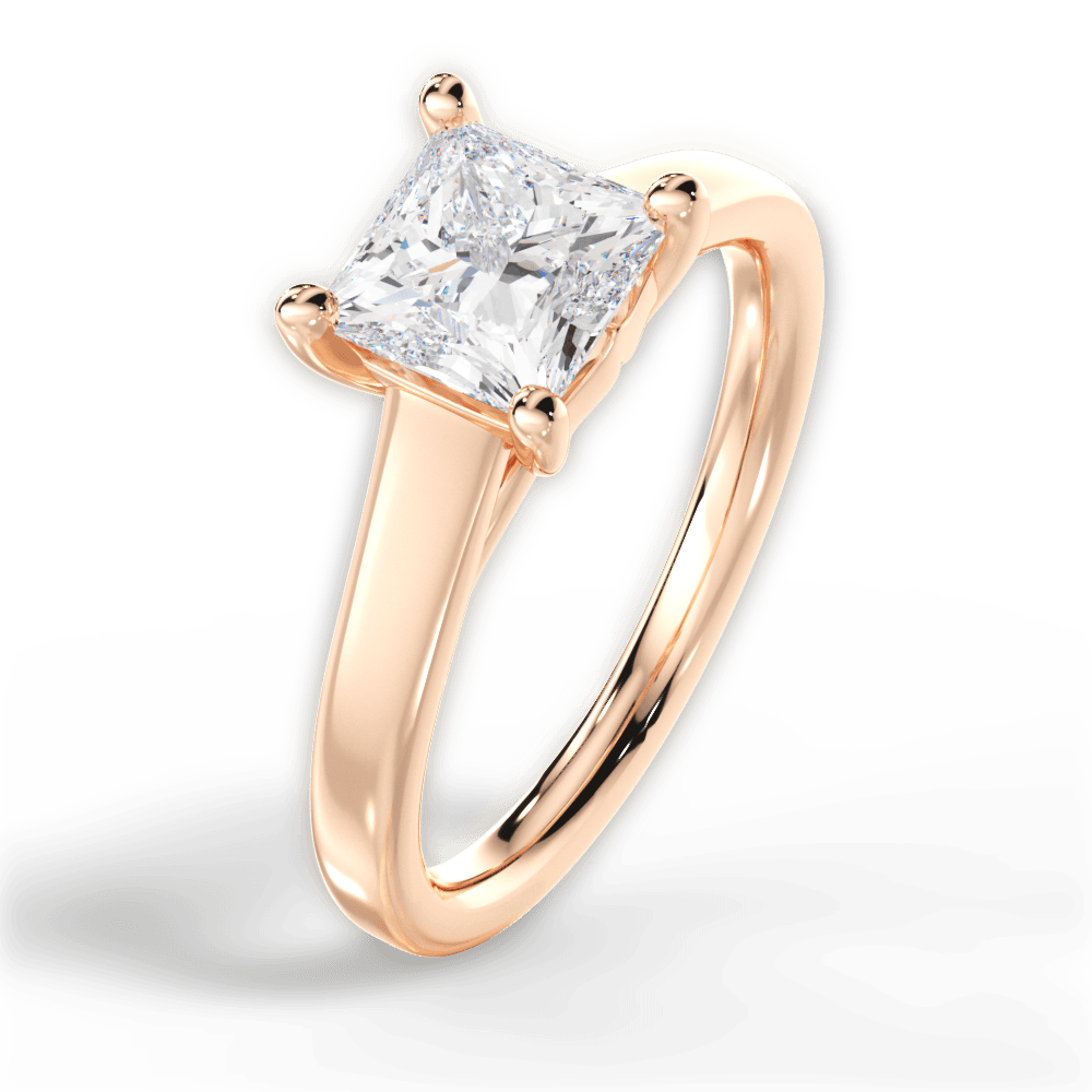 Ariana Princess Cut Lab Grown Diamond 18Kt Rose Gold Engagement Ring - View 3