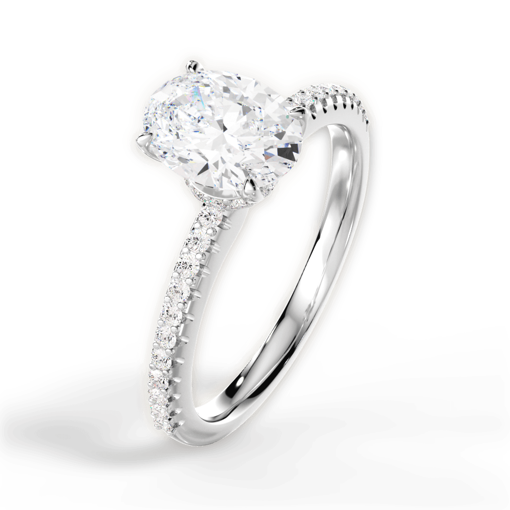 Giselle Oval Cut Lab Grown Diamond Platinum Engagement Ring - View 2