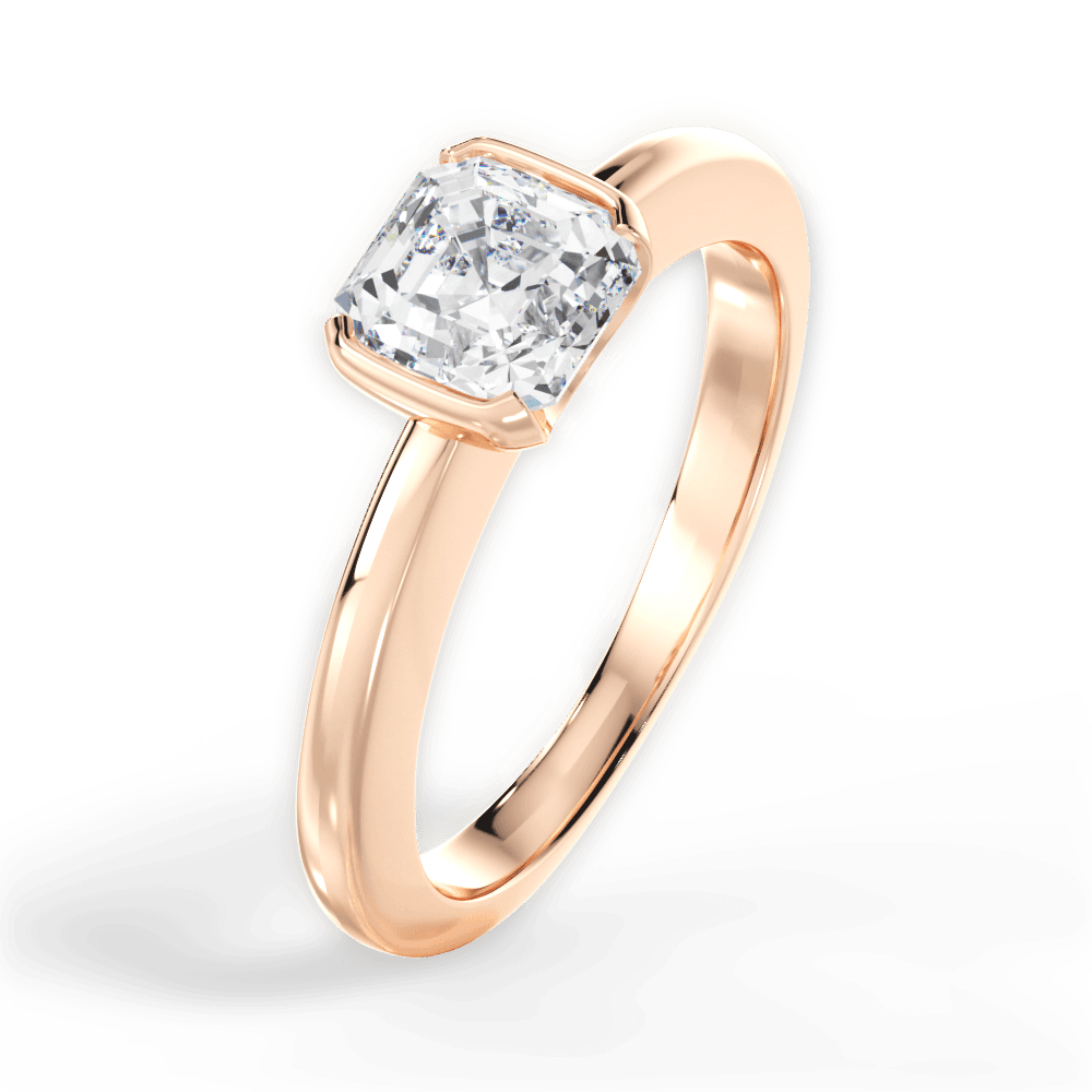 Bridget Asscher Cut Lab Grown Diamond 18Kt Rose Gold Engagement Ring - View 2