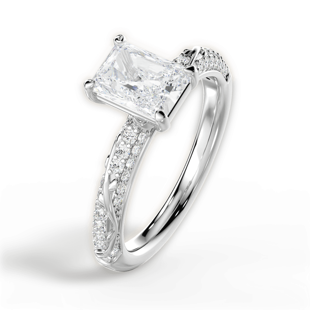 Gloria Radiant Cut Lab Grown Diamond 18Kt White Gold Engagement Ring - View 4