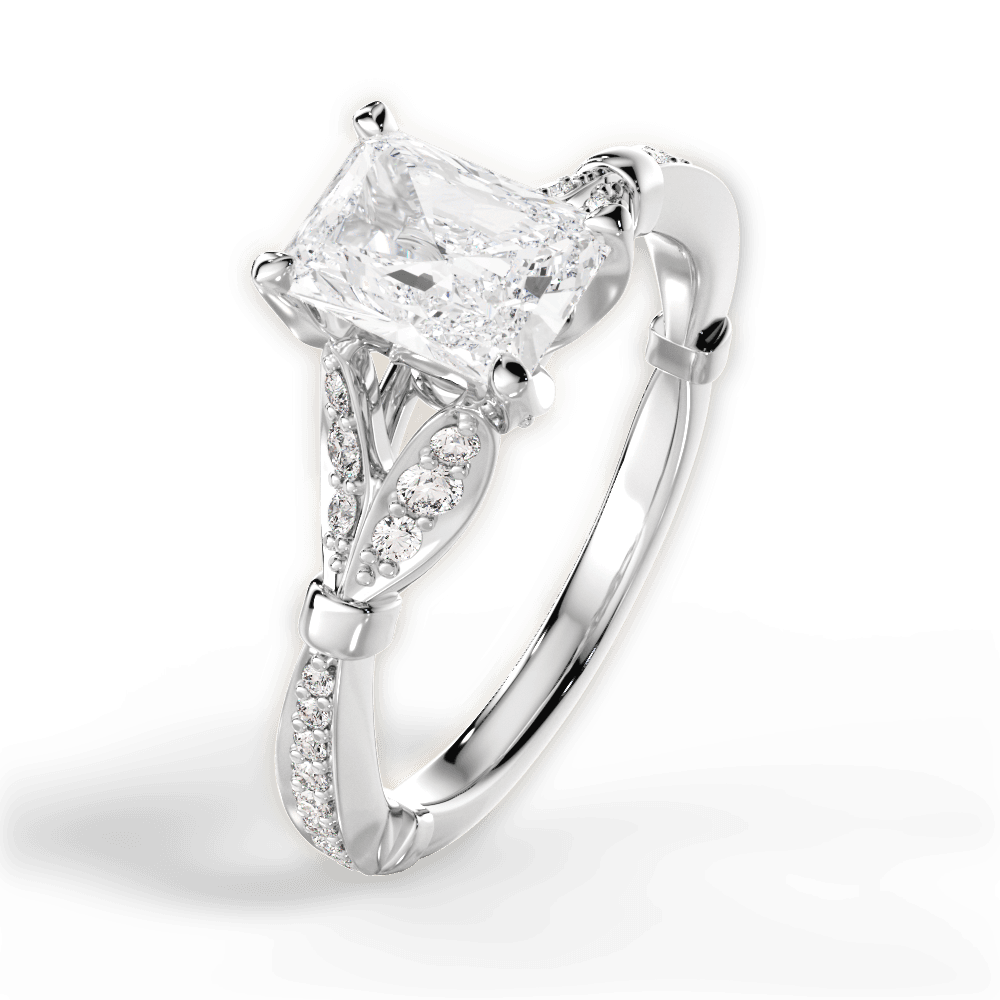 Geraldine Radiant Cut Lab Grown Diamond Platinum Engagement Ring - View 3