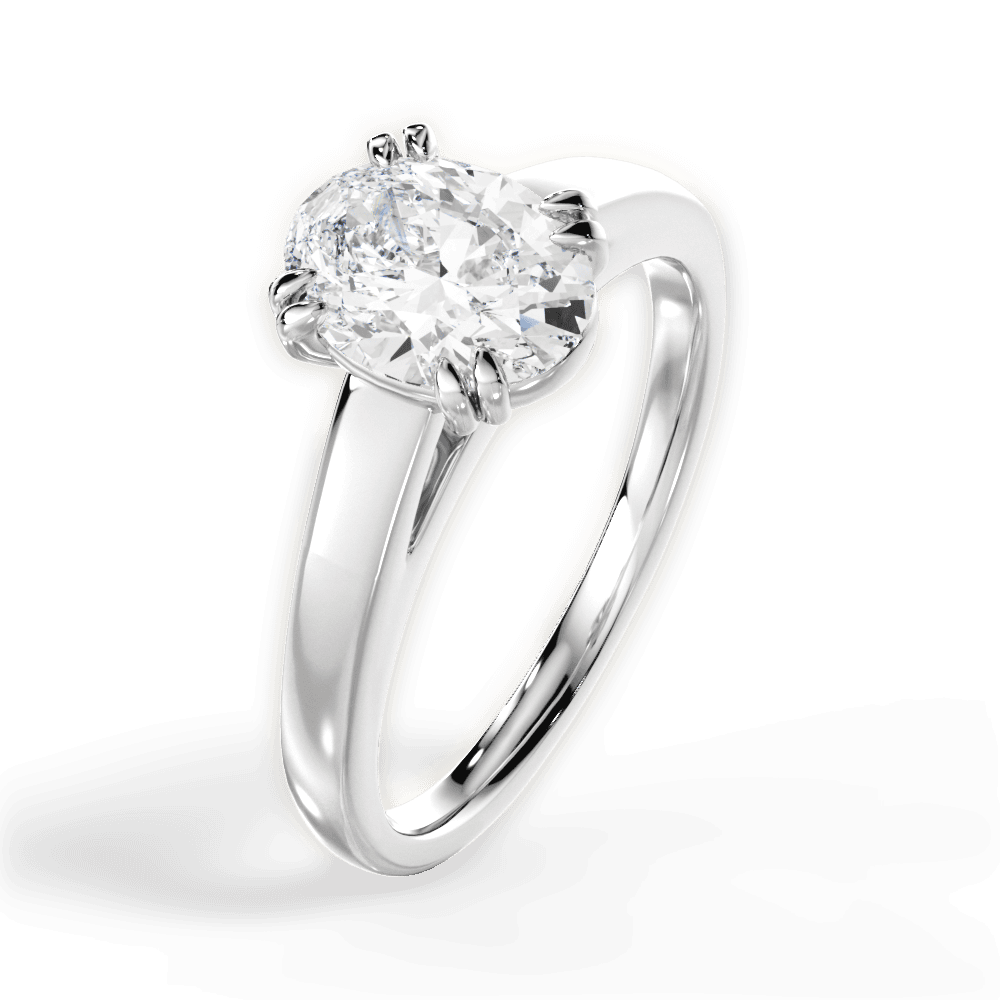 Anna Oval Cut Lab Grown Diamond Platinum Engagement Ring - View 2