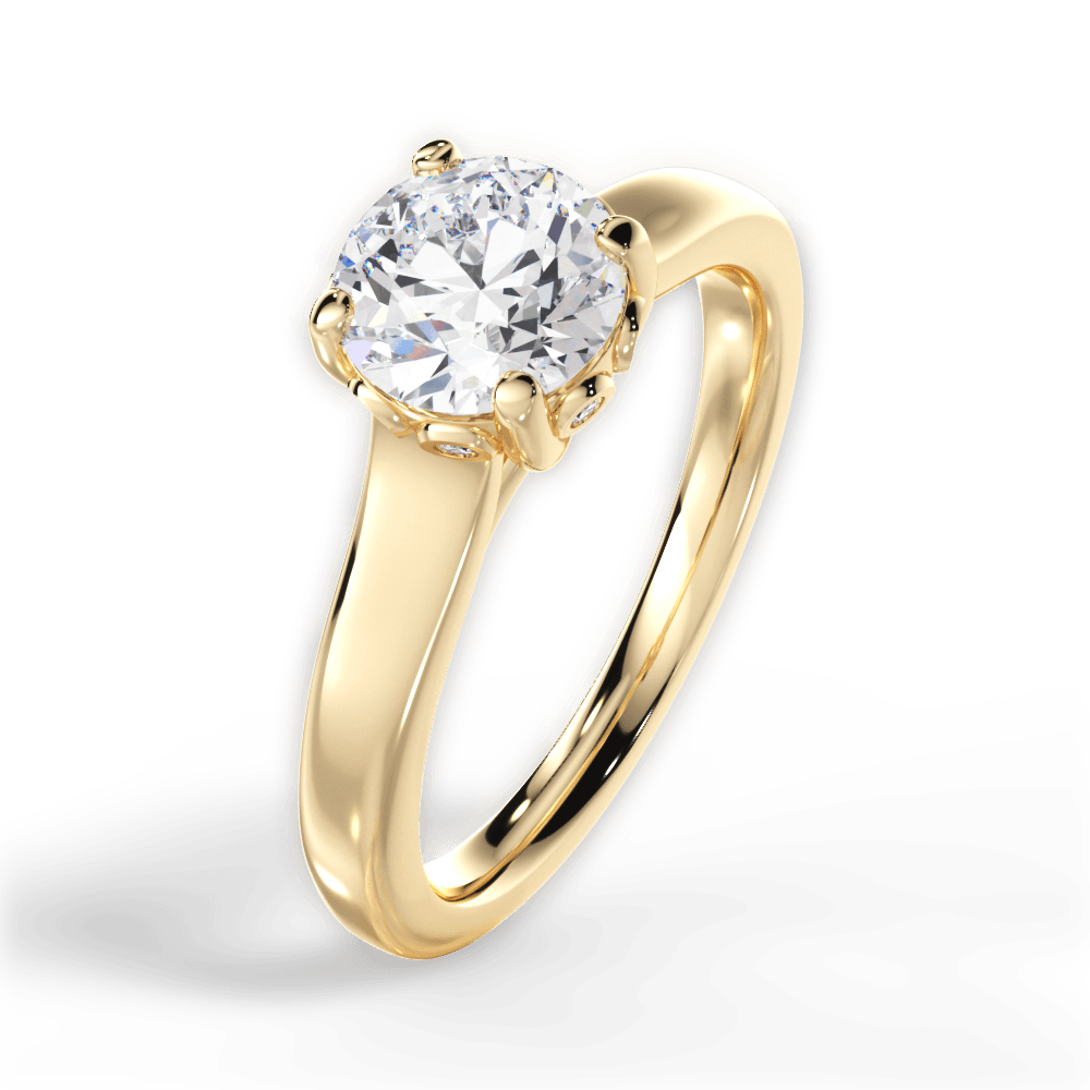 Carol Round Cut Lab Grown Diamond 18Kt Yellow Gold Engagement Ring - View 4