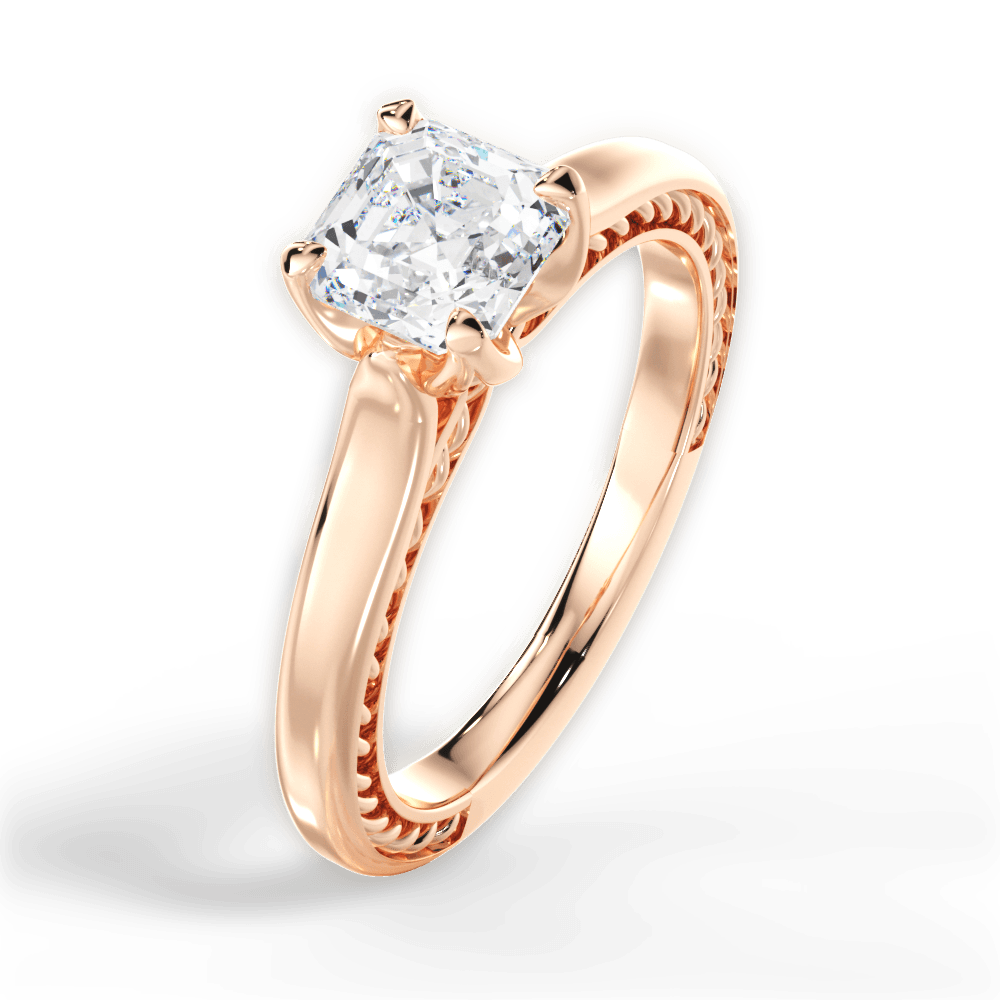 Carrie Asscher Cut Lab Grown Diamond 18Kt Rose Gold Engagement Ring - View 4