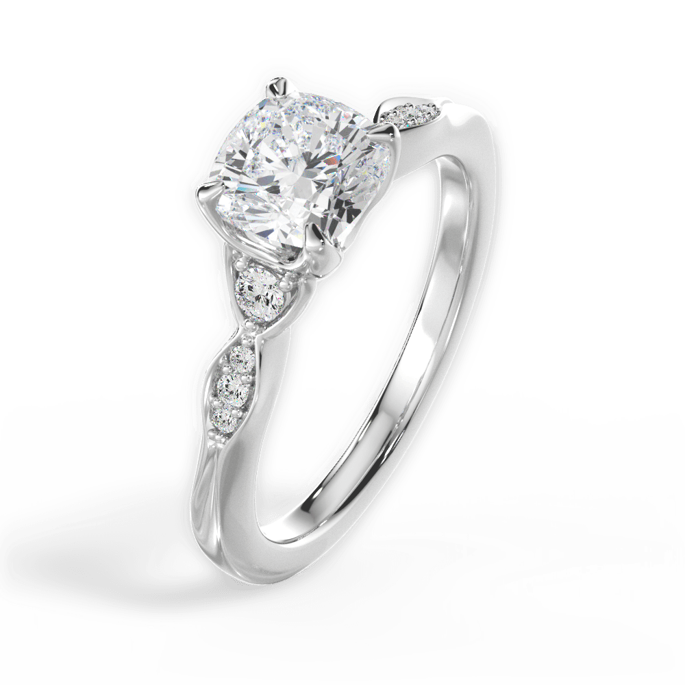 Cassie Cushion Cut Lab Grown Diamond Platinum Engagement Ring - View 3