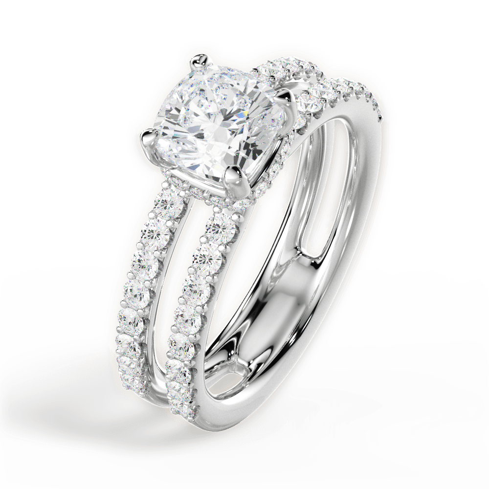 Christie Cushion Cut Lab Grown Diamond Platinum Engagement Ring - View 2