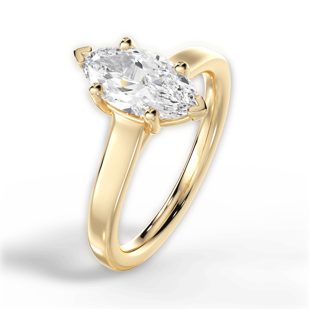 Ariana Marquise Cut Lab Grown Diamond 18Kt Yellow Gold Engagement Ring - View 3