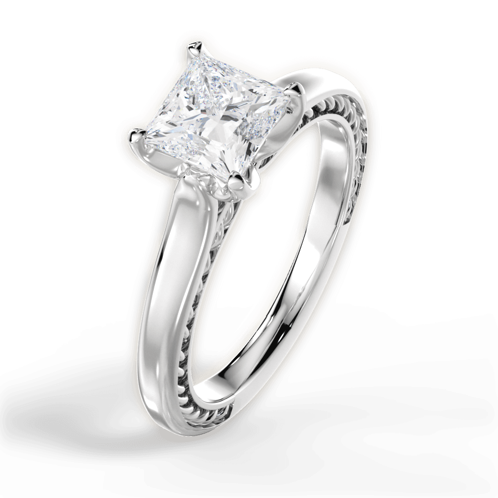 Carrie Princess Cut Lab Grown Diamond Platinum Engagement Ring - View 2