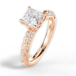 Josephine Princess Cut Lab Grown Diamond 18Kt Rose Gold Engagement Ring - View 3