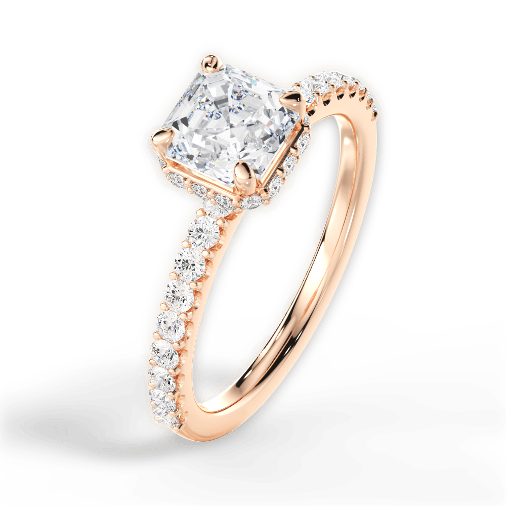 Isabella Asscher Cut Lab Grown Diamond 18Kt Rose Gold Engagement Ring - View 3