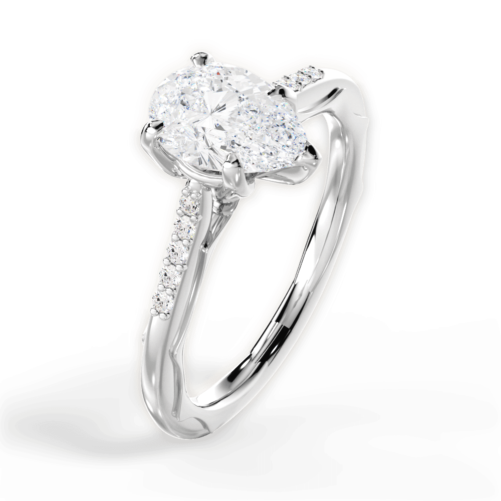 Christina Pear Cut Lab Grown Diamond Platinum Engagement Ring - View 4
