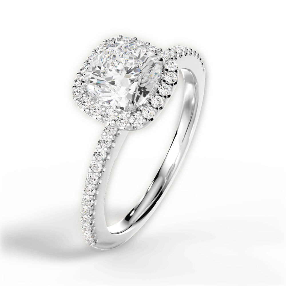 Joanne Cushion Cut Lab Grown Diamond 14Kt White Gold Engagement Ring - View 2