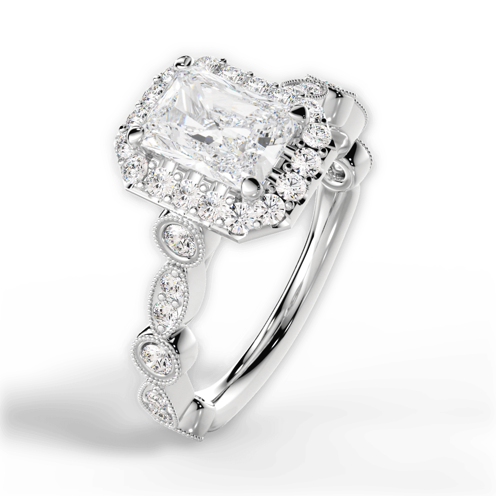Irene Radiant Cut Lab Grown Diamond 14Kt White Gold Engagement Ring - View 3