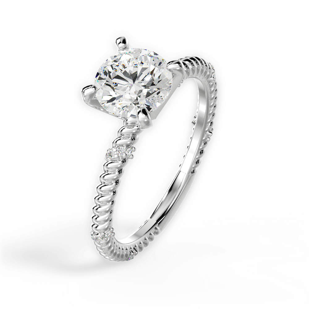 Chloe Round Cut Lab Grown Diamond 14Kt White Gold Engagement Ring - View 3