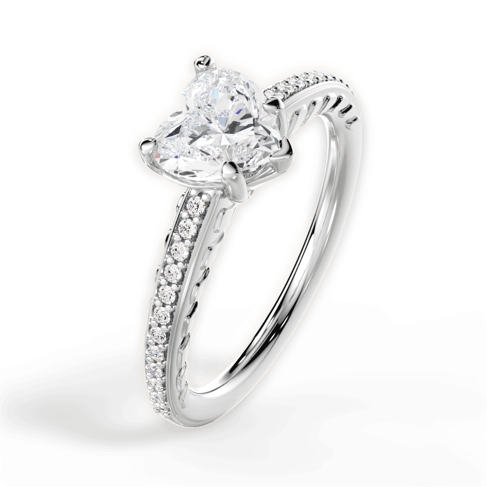 Caroline Heart Cut Lab Grown Diamond Platinum Engagement Ring - View 3