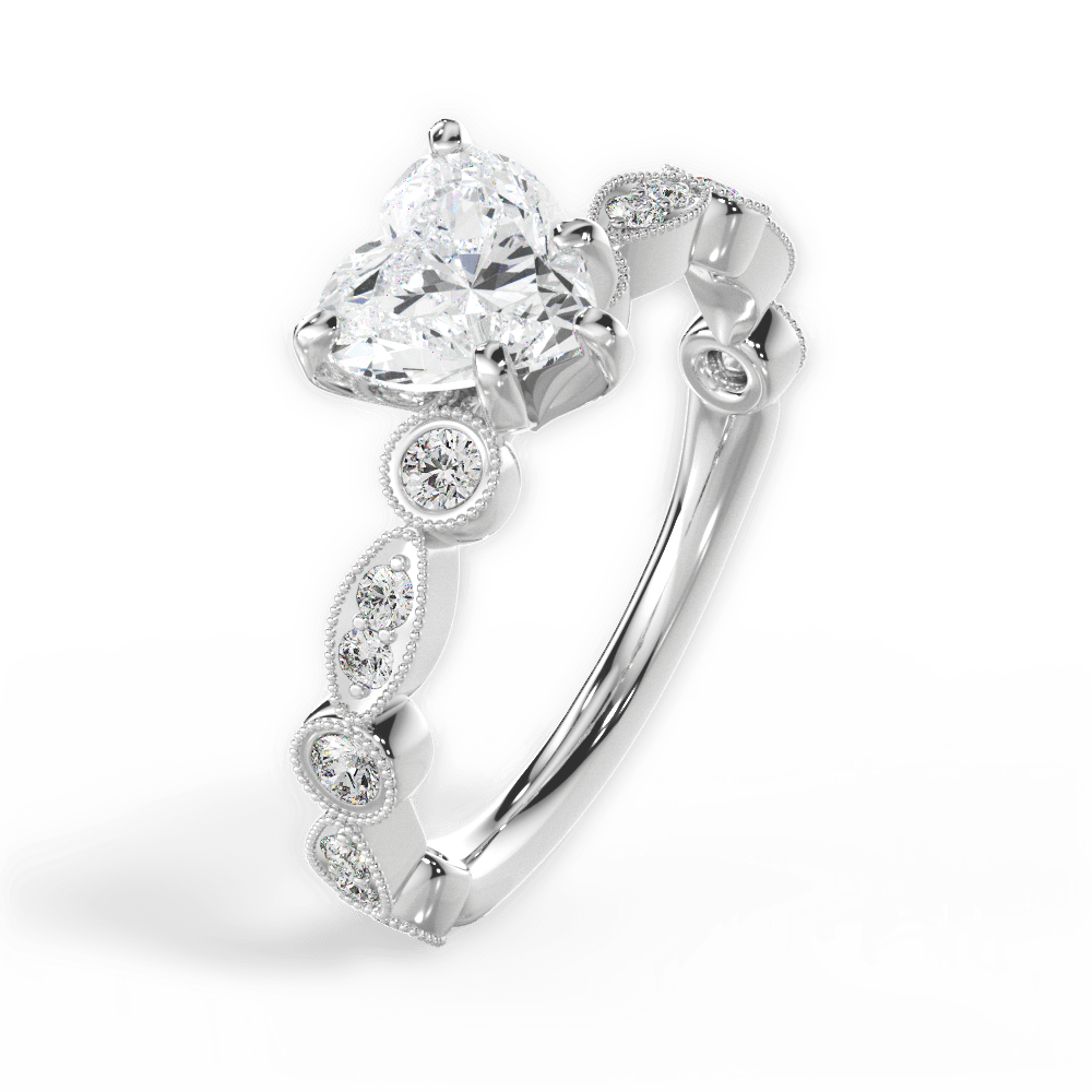 Edith Heart Cut Lab Grown Diamond Platinum Engagement Ring - View 2