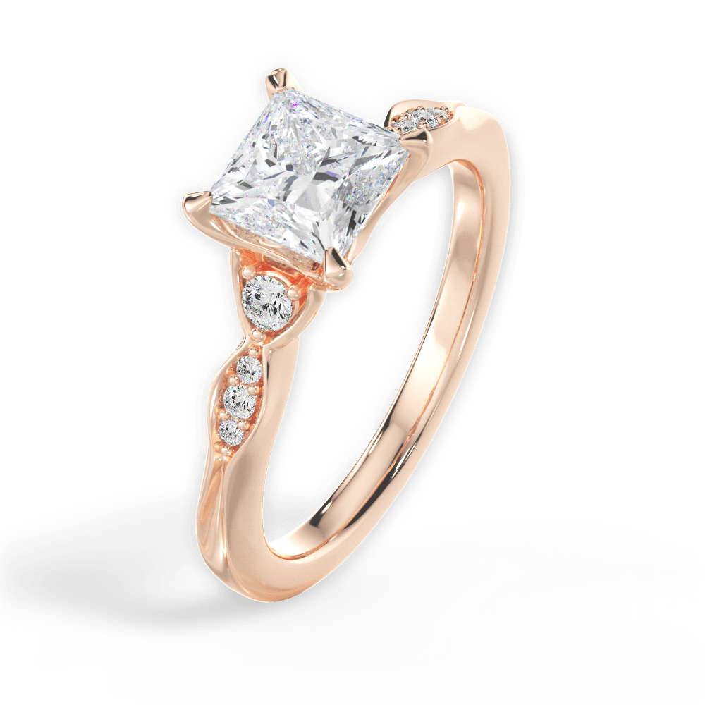 Cassie Princess Cut Lab Grown Diamond 18Kt Rose Gold Engagement Ring - View 4