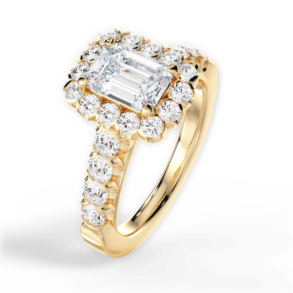 Lacey Emerald Cut Lab Grown Diamond 18Kt Yellow Gold Engagement Ring - View 3