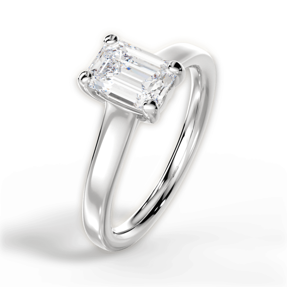 Ariana Emerald Cut Lab Grown Diamond 18Kt White Gold Engagement Ring - View 2