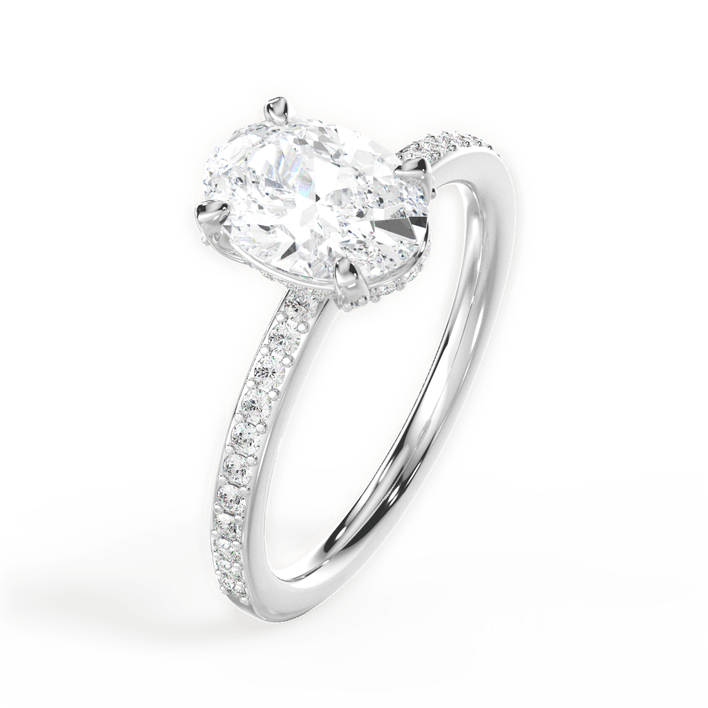 Janice Oval Cut Lab Grown Diamond 18Kt White Gold Engagement Ring - View 3