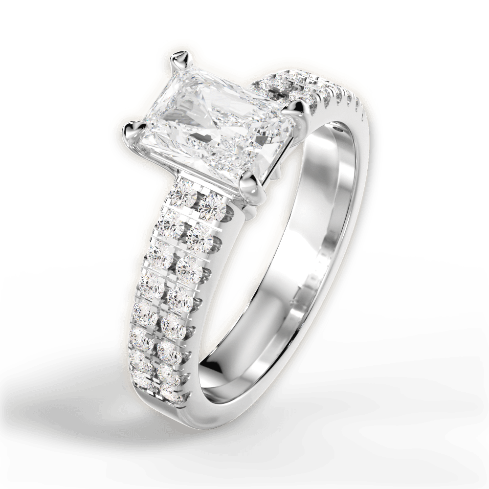 Kayla Radiant Cut Lab Grown Diamond Platinum Engagement Ring - View 3