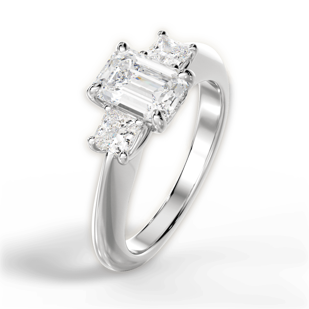 Dorothy Emerald Cut Lab Grown Diamond 18Kt White Gold Engagement Ring - View 2