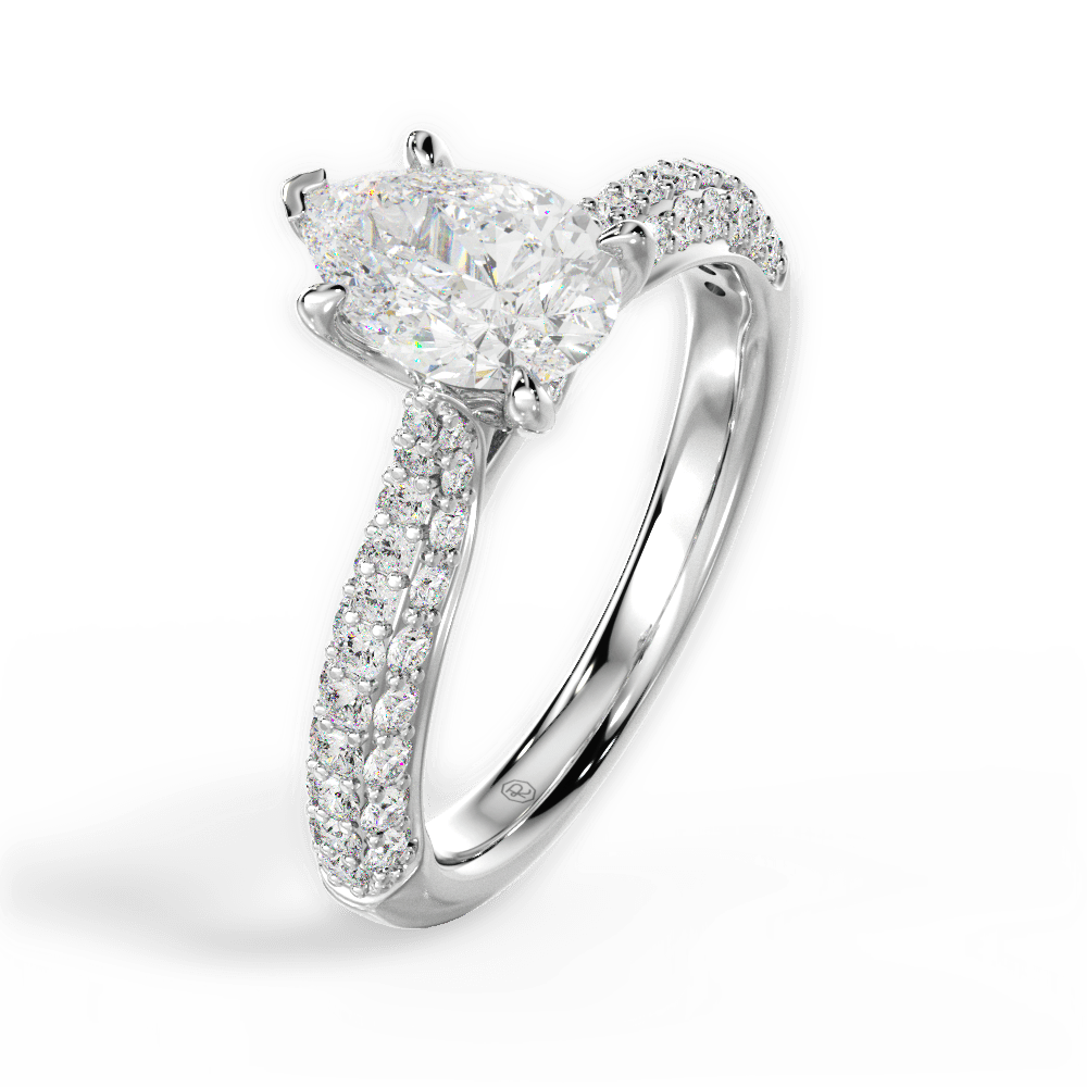Kira Pear Cut Lab Grown Diamond 18Kt White Gold Engagement Ring - View 4