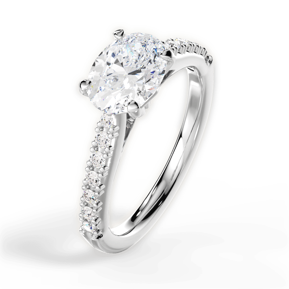 Diane Oval Cut Lab Grown Diamond Platinum Engagement Ring - View 3