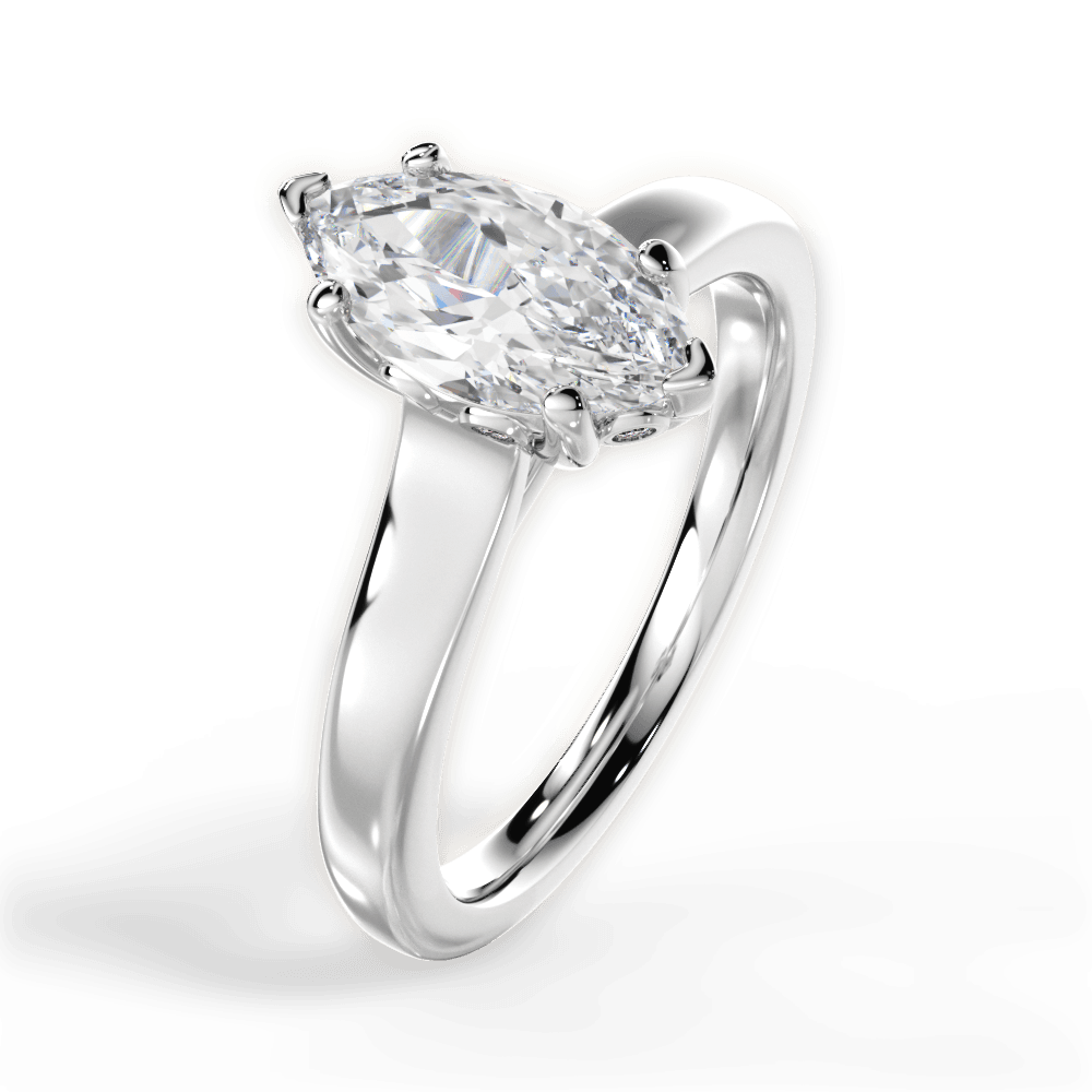 Carol Marquise Cut Lab Grown Diamond 18Kt White Gold Engagement Ring - View 2