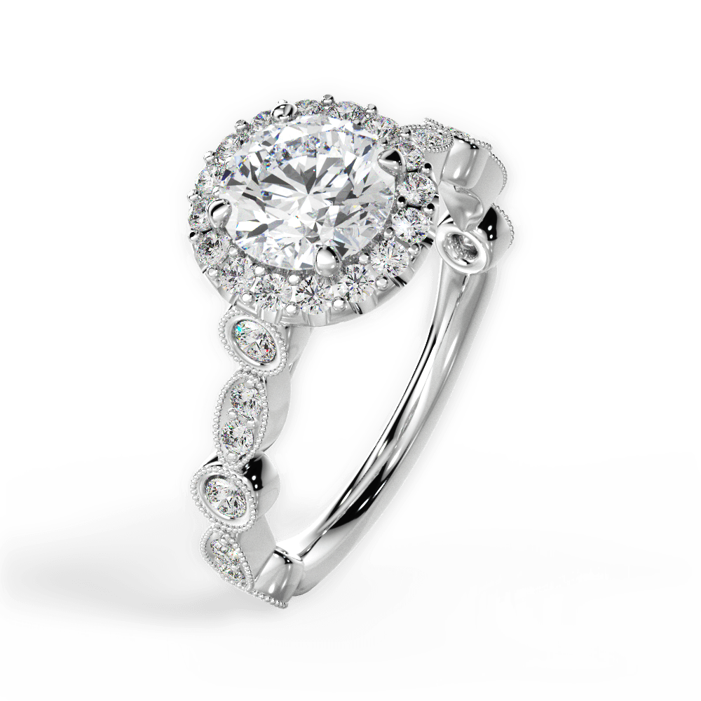Irene Round Cut Lab Grown Diamond 18Kt White Gold Engagement Ring - View 2