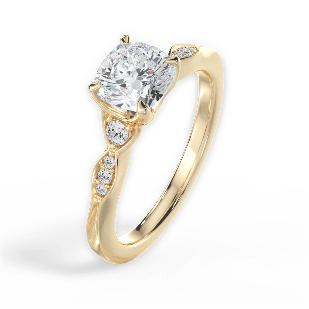 Cassie Cushion Cut Lab Grown Diamond 18Kt Yellow Gold Engagement Ring - View 4