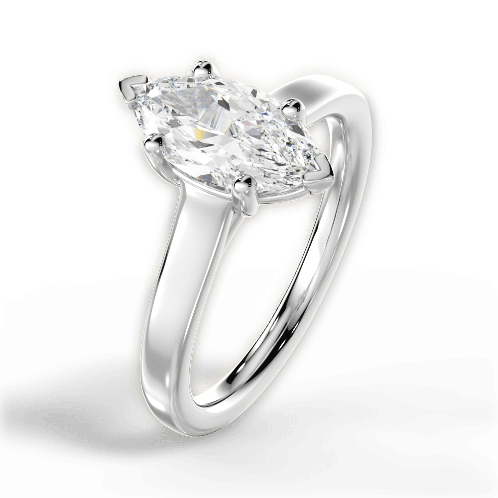 Ariana Marquise Cut Lab Grown Diamond 14Kt White Gold Engagement Ring - View 2