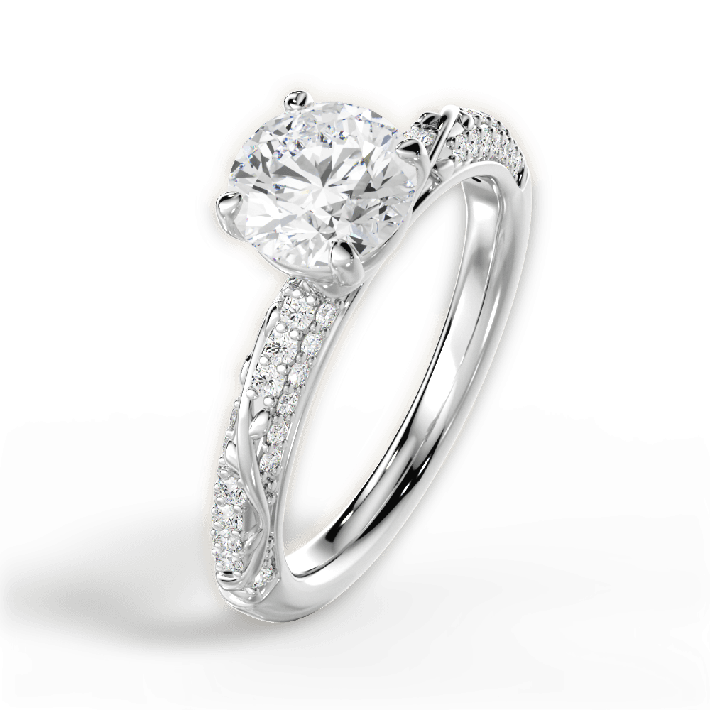 Gloria Round Cut Lab Grown Diamond 18Kt White Gold Engagement Ring - View 3