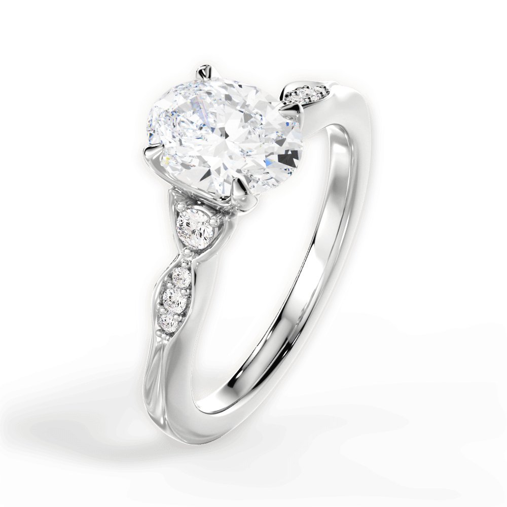 Cassie Oval Cut Lab Grown Diamond Platinum Engagement Ring - View 4