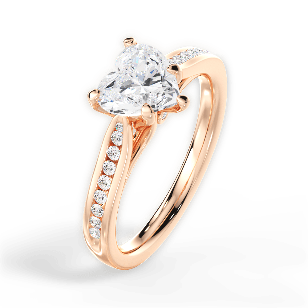 Elena Heart Cut Lab Grown Diamond 18Kt Rose Gold Engagement Ring - View 4
