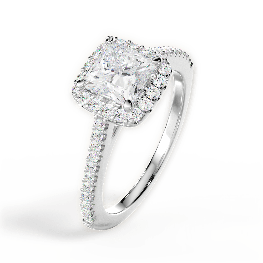 Jeanne Princess Cut Lab Grown Diamond 18Kt White Gold Engagement Ring - View 2