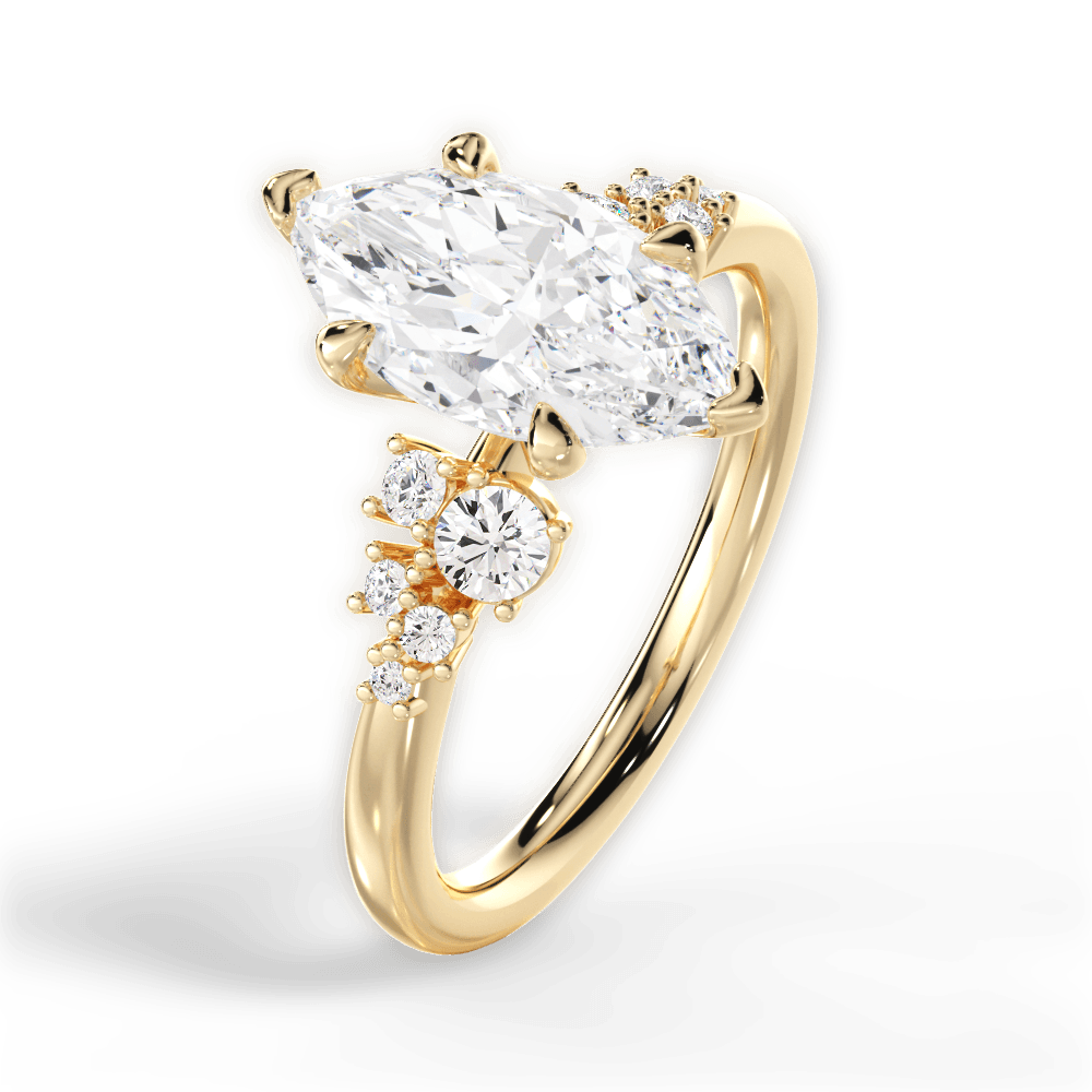 Carmen Marquise Cut Lab Grown Diamond 18Kt Yellow Gold Engagement Ring - View 4