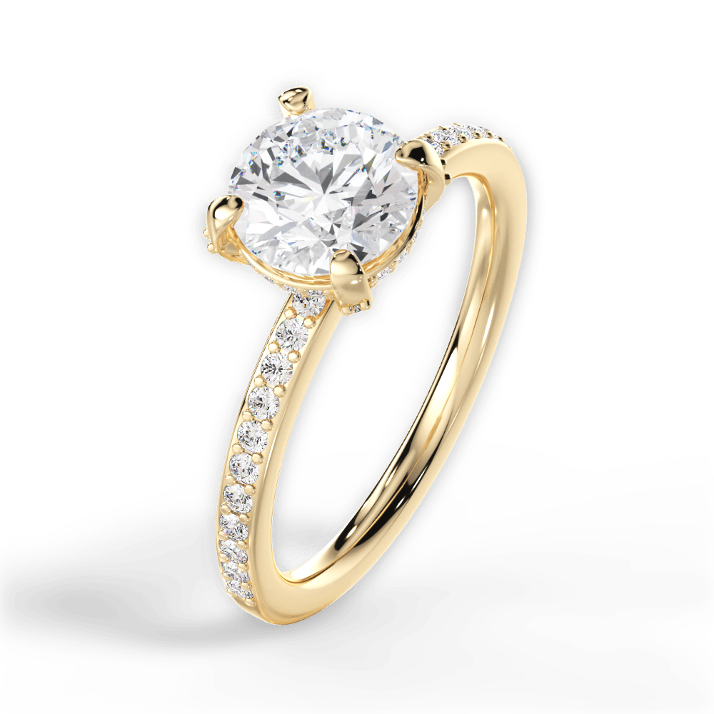 Janice Round Cut Lab Grown Diamond 18Kt Yellow Gold Engagement Ring - View 2