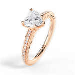 Caroline Heart Cut Lab Grown Diamond 18Kt Rose Gold Engagement Ring - View 3