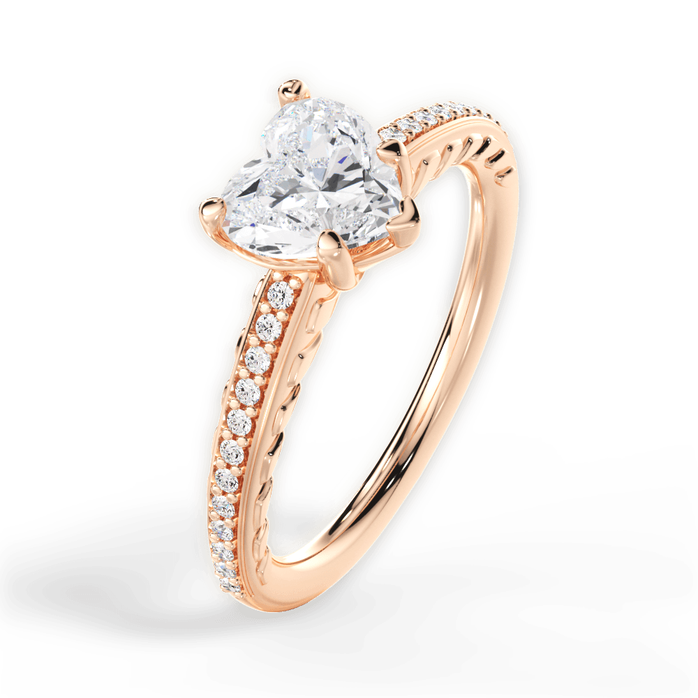 Caroline Heart Cut Lab Grown Diamond 18Kt Rose Gold Engagement Ring - View 3