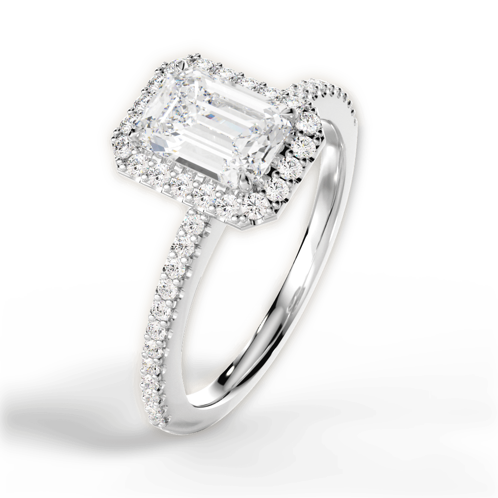 Joanne Emerald Cut Lab Grown Diamond 18Kt White Gold Engagement Ring - View 2