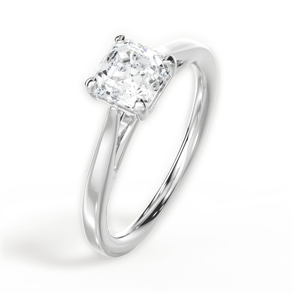 Angie Asscher Cut Lab Grown Diamond 18Kt White Gold Engagement Ring - View 3