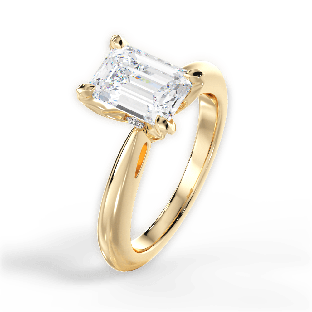 Elaine Emerald Cut Lab Grown Diamond 18Kt Yellow Gold Engagement Ring - View 4
