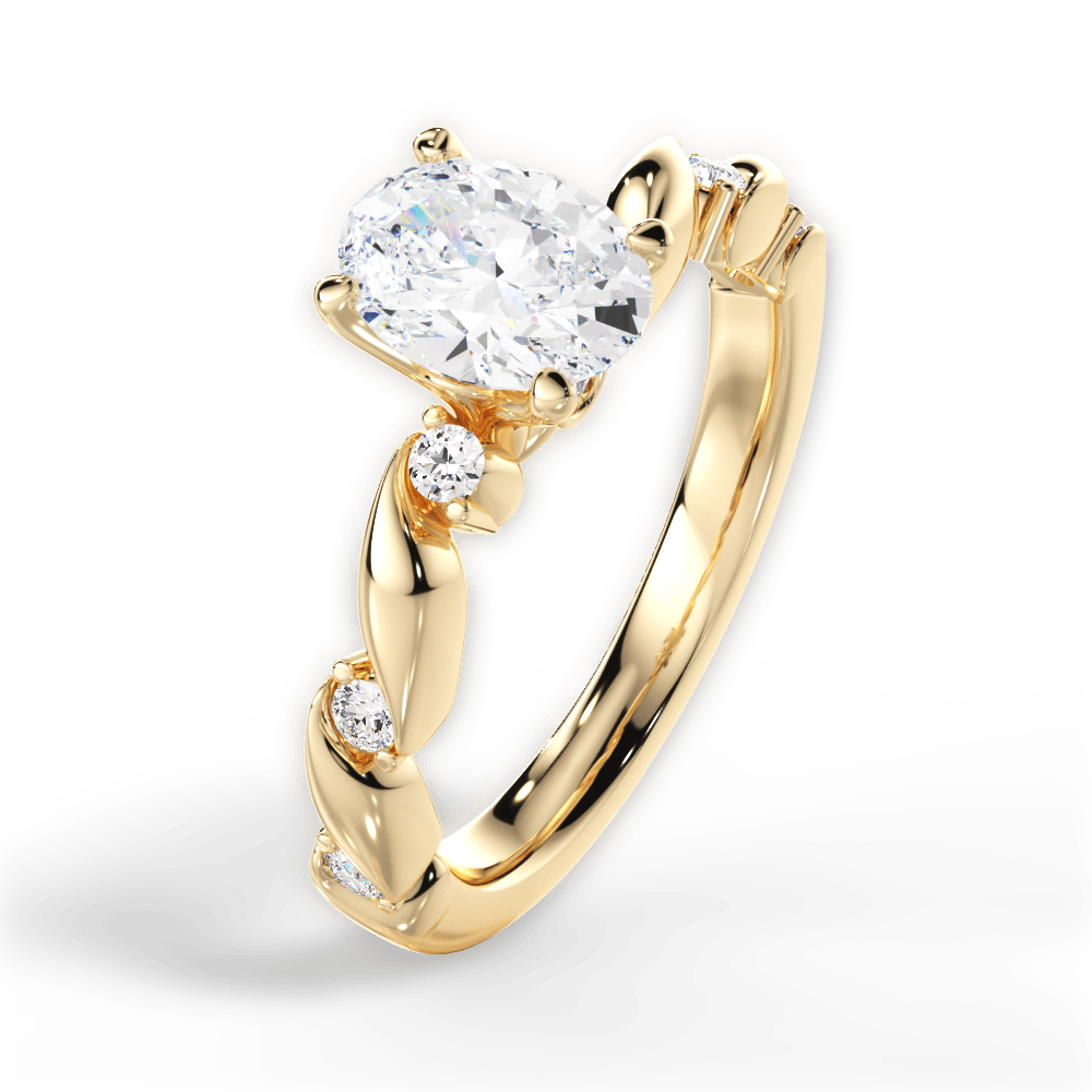 Emma Oval Cut Lab Grown Diamond 18Kt Yellow Gold Engagement Ring - View 2