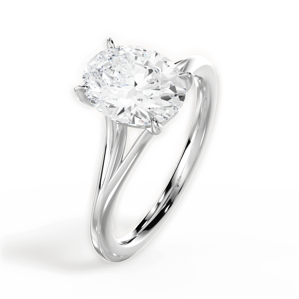 Anita Oval Cut Lab Grown Diamond 18Kt White Gold Engagement Ring - View 3