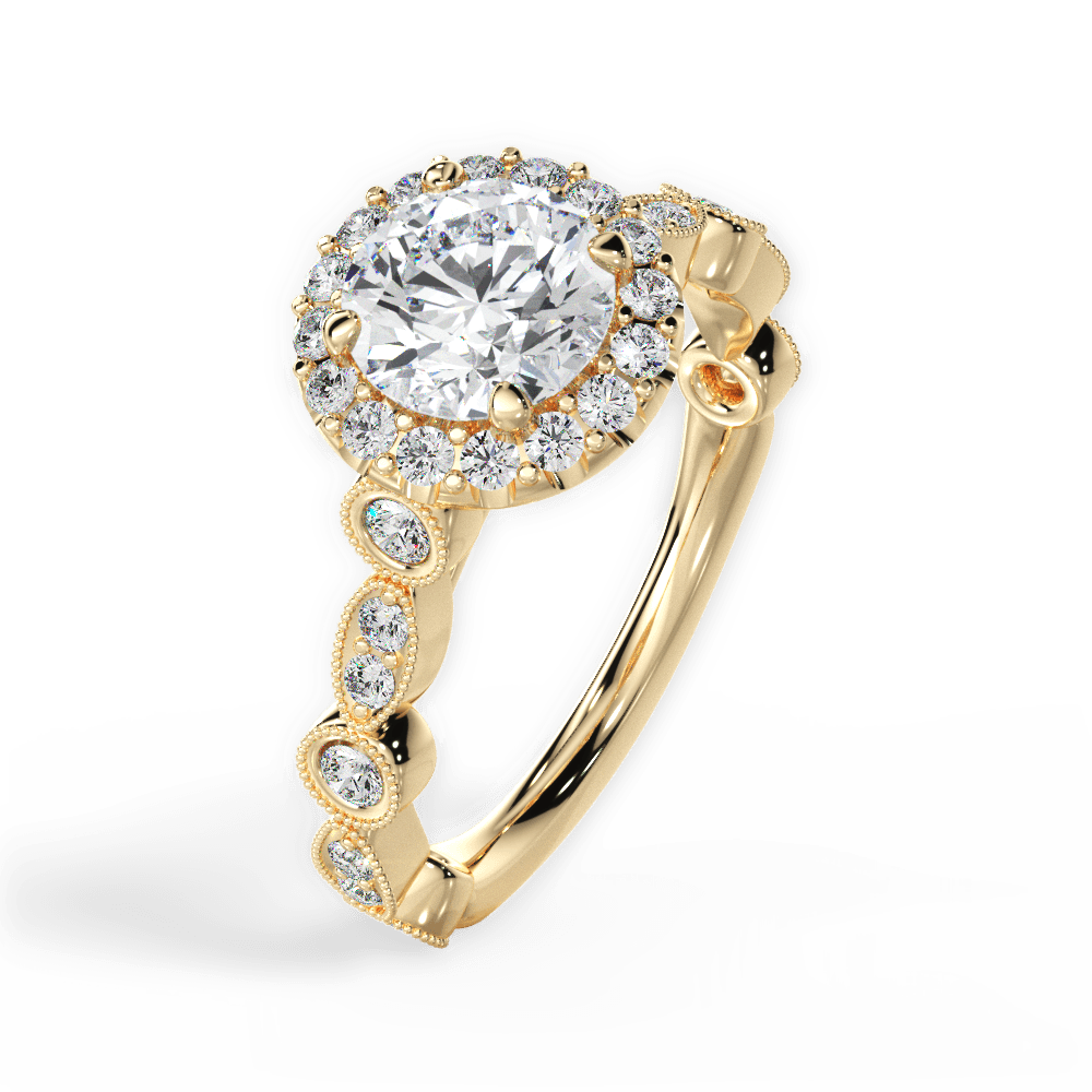 Irene Round Cut Lab Grown Diamond 18Kt Yellow Gold Engagement Ring - View 4